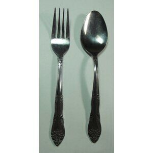 Rogers Tablespoon & Dinner Fork DREAM ROSE bud lot of Korea 7"